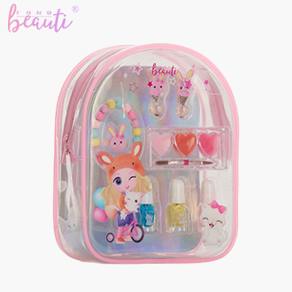 Children's small book bag water-based nail polish solid lip gloss bracelet earring set