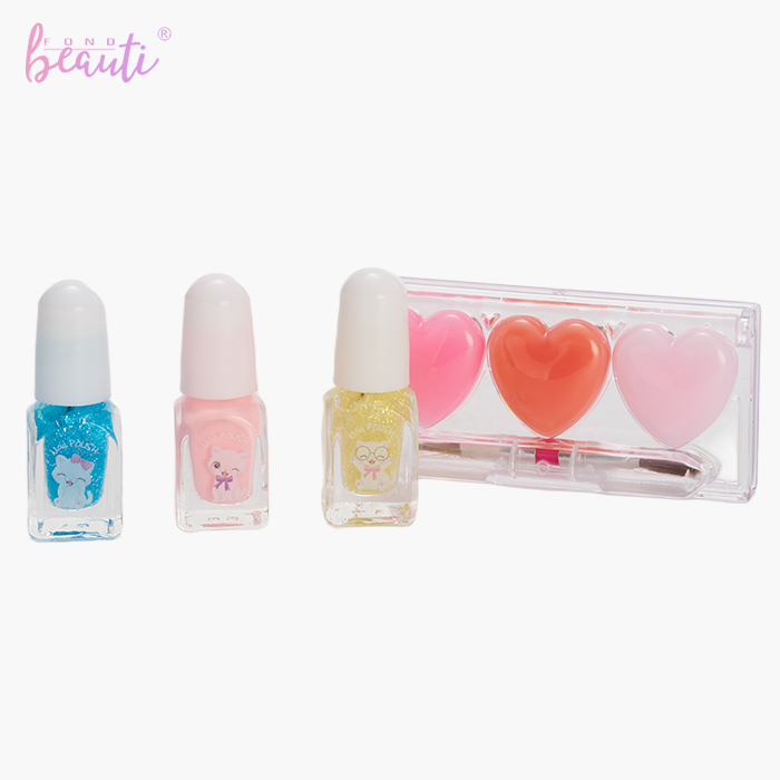 Children's small book bag water-based nail polish solid lip gloss bracelet earring set