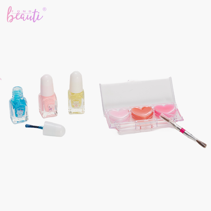 Children's small book bag water-based nail polish solid lip gloss bracelet earring set